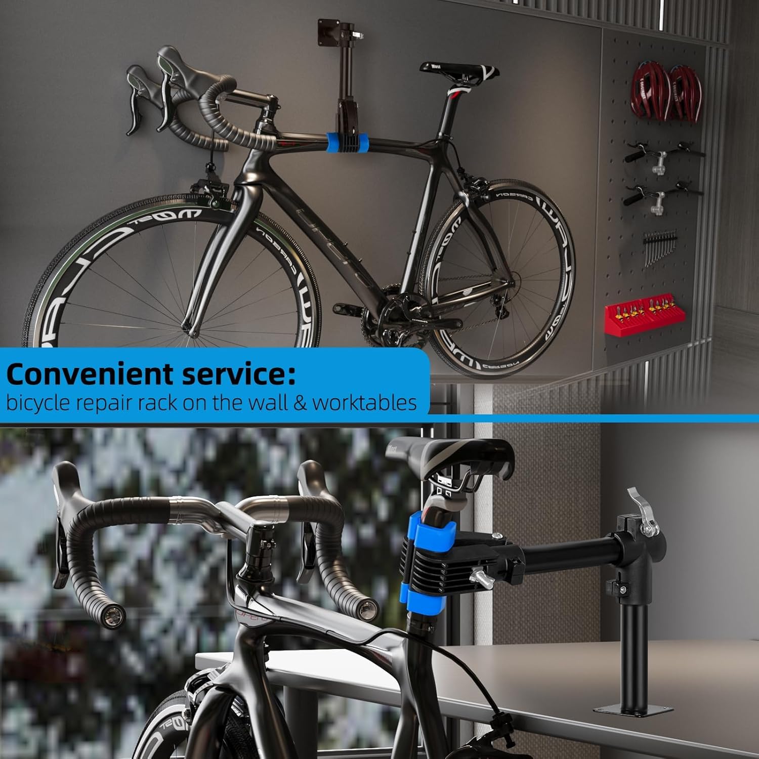 Urban Deco Bike Repair Stand Bench Mount Bike Stand Wall Mounted Bike Work Stand Bicycles Maintenance Rack Bike Clamp for Road Mountain Bike,Road Bike